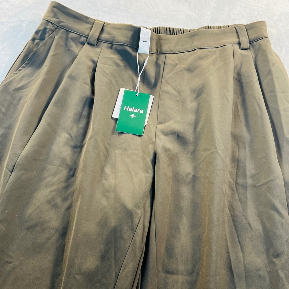 Halara High Waisted Pleated Tapered Barrel Leg Work Pants Tan Size XL Regular